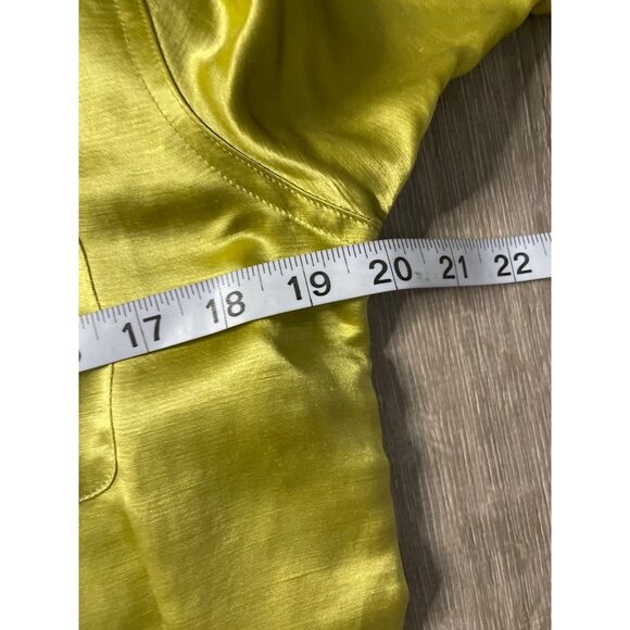 Chicos Designs Bright Green Long Sleeve Silk Blend Button Up Blouse Top Sz S - Picture 6 of 9